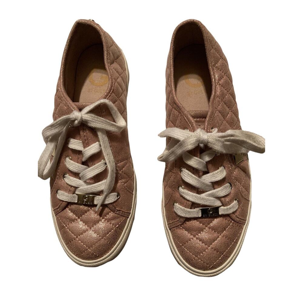 G by Guess Pink GGBACKER2 Blush Lace Up Quilted Sneakers Shoes Size 8M